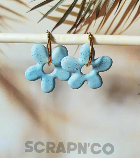 Créoles "Lison" bleues paillettées