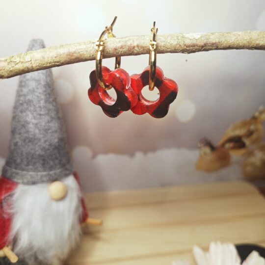 Créoles "Claudine" motif plaid