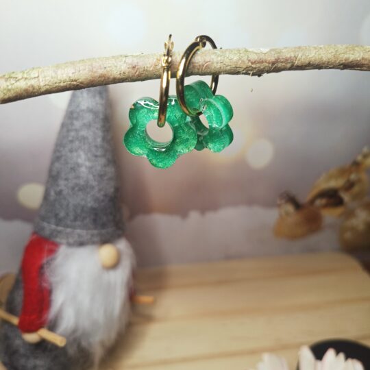 Créoles "Claudine" vertes translucides