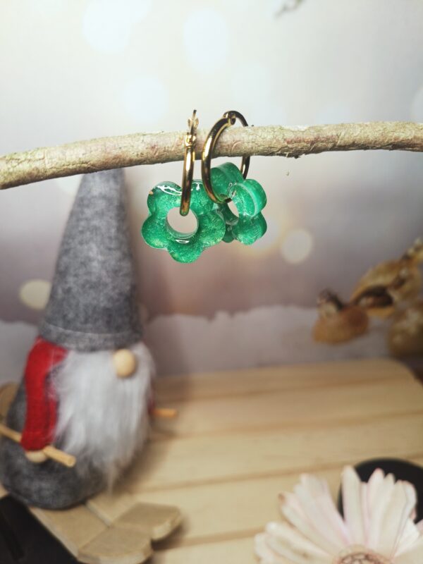 Créoles "Claudine" vertes translucides