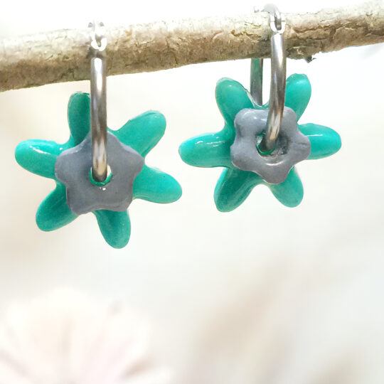 Pampille interchangeable en résine TWIN’S Brume bleu vert et gris