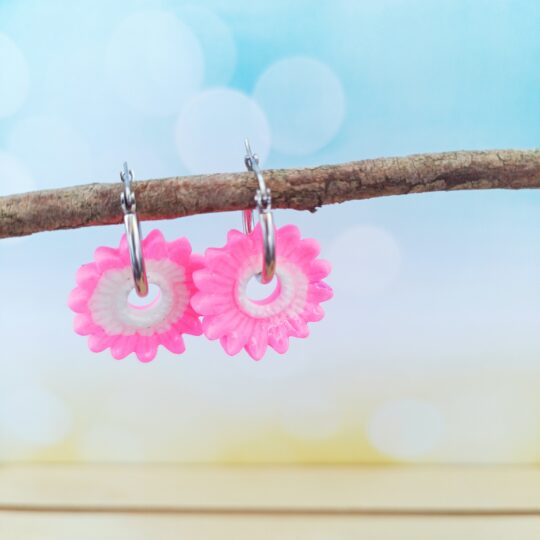 Pampilles marguerite rose fluo