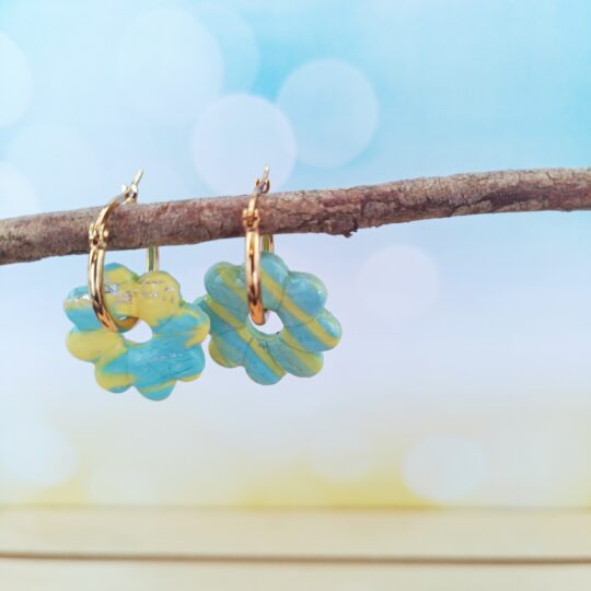 Pampilles "Adaline" bleu & jaune