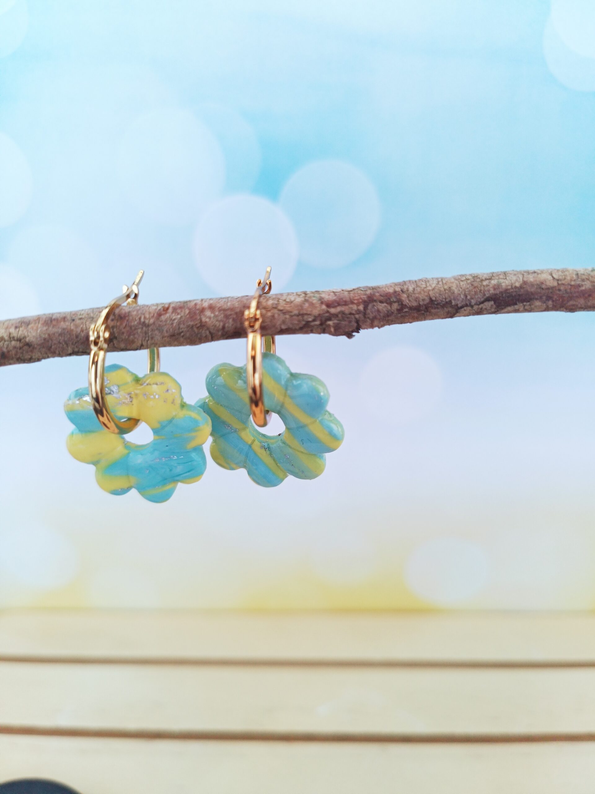 Pampilles "Adaline" bleu & jaune